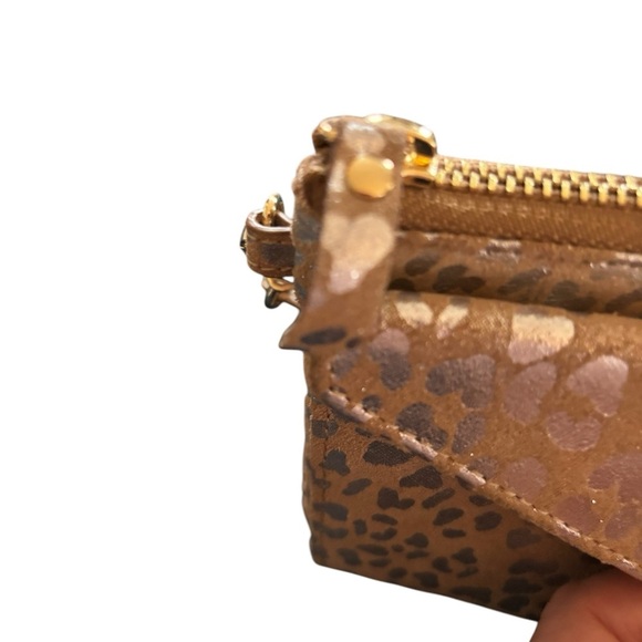 LOTUS Metallic Gold Leopard Print Crossbody Wristlet Handbag/Wallet Pockets - Picture 9 of 9
